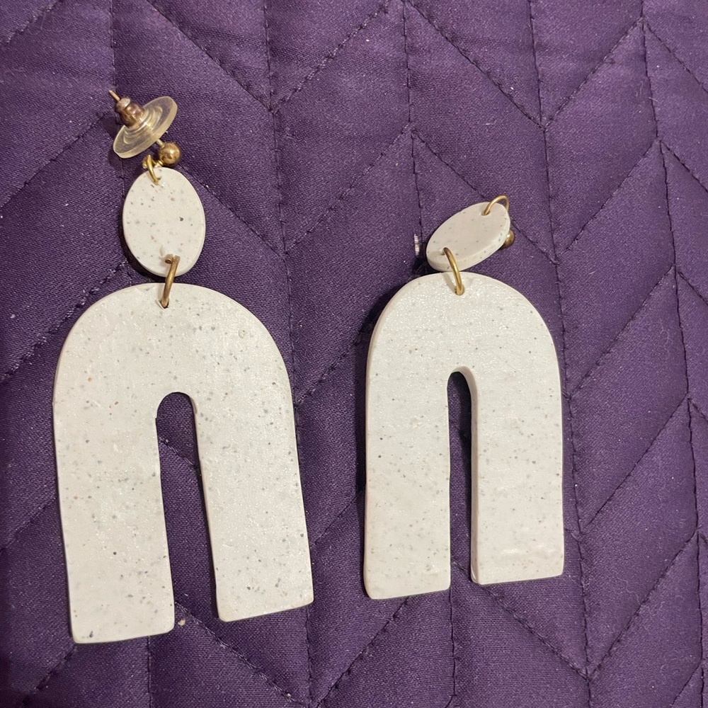 White speckled handmade earrings